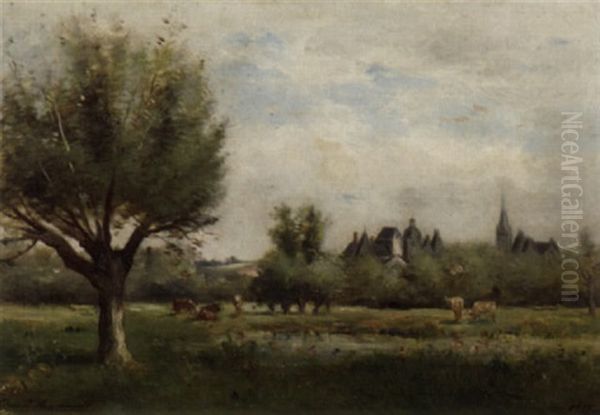 Weidelandschaft Mit Dorf - view 1