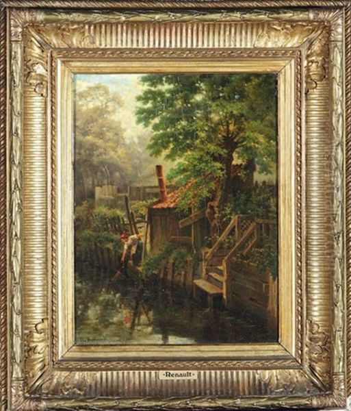 Jeune Femme Puisant A La Riviere - view 1