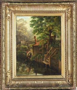 Jeune Femme Puisant A La Riviere by Henri Renault