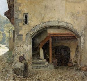 Kleines Madchen Vor Bauernhof by Julien Renevier