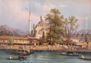 Blick Auf Istanbul, Die Kilic Ali Pasha Moschee Bzw. Blick Auf Istanbul Bei Nacht