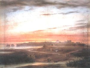 Travellers Before A Coastal Town by Giovanni Renica