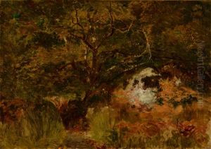 Arbres Et Rochers A Fontainebleau by Jean Emile Renie