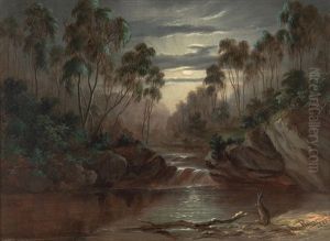 Kangaroo In A Moonlit Australian Landscape by Marion Rennick