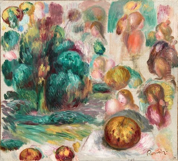 Blumenstrauss In Einer Metallvase Mit Blattdekor - view 1