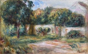 Blumenstrauss In Einer Metallvase Mit Blattdekor by Pierre Auguste Renoir