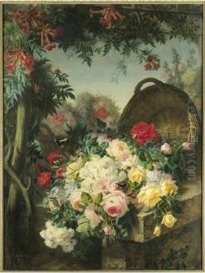 Jete De Fleurs Et Panier Sur Un Entablement Jete De Fleurs Et Panier Sur Un Entablement