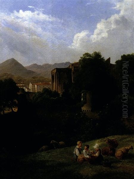 Jeunes Berbers Dans Un Paysage De Ruines Medievales - view 1