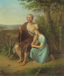 Barmherzigkeit - Junges Madchen Mit Blindem Wanderer Am Arm