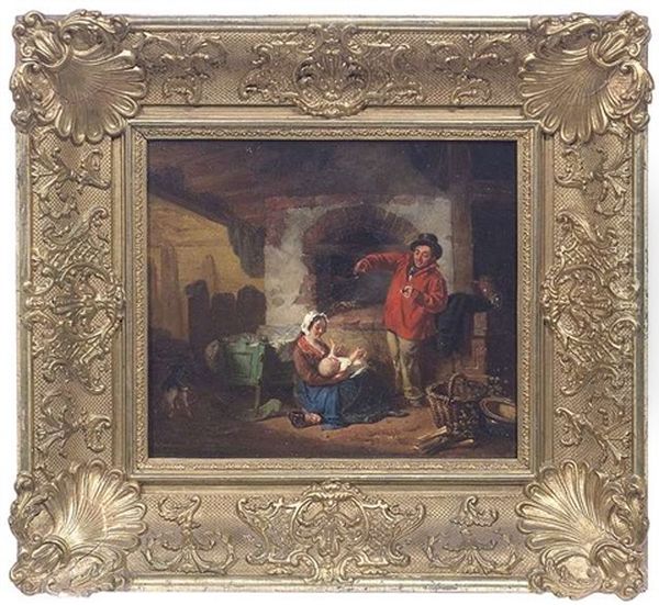 Bauernfamilie In Rustikalem Interieur - view 1