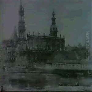 Blick Uber Die Elbe Auf Das Schloss, Die Hofkirche, Standehaus Und Frauenkirche In Dresden by Alfred Renz