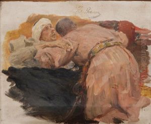 Sketch To The 'black Sea Freemen' by Repin Iliya