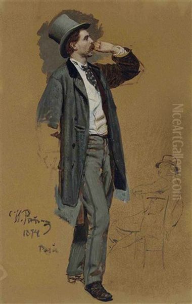 Study For 'a Parisian Cafe': Gentleman Standing And Jean-leon Gerome (1824-1904) - view 1