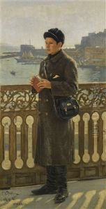 Portrait Of Yuri Repin By The Bay Of Naples by Repin Iliya