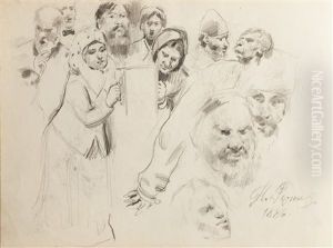 Sketches For The Painting Krestny Khod (religious Procession) In Kursk Gubernia Sketches For The Painting Krestny Khod (religious Procession) In Kursk Gubernia