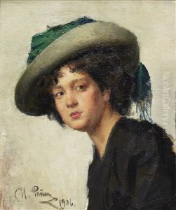 Portrait Of A Woman In A Grey Hat by Repin Iliya