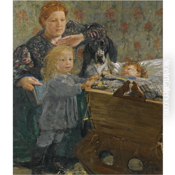 Portrait Of A Mother And Her Children In The Nursery - view 1
