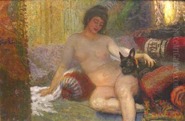 Portrait Of Madame Alisa Rivoir With A Lapdog - view 1