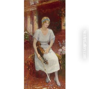 Portrait Of The Violinist Cecile Hansen by Repin Iliya