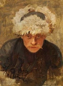 A Portrait Of A Russian Muzhik Wearing A Cap With Earflaps by Repin Iliya