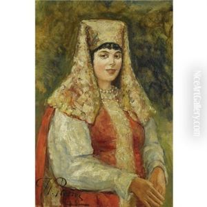 Portait Of A Young Boyarina by Repin Iliya