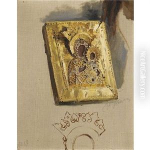 Study Of An Icon For The Painting Procession Of The Cross In Kursk Province by Repin Iliya
