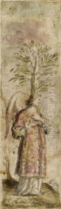 Standing Angel Before A Landscape by Alessandro Bonvicino (Moretto da Brescia)