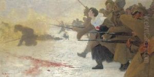 The Attack With The Red Cross Nurse by Repin Iliya