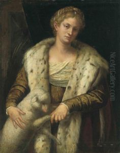 Portrait Of A Lady As Saint Agnes by Alessandro Bonvicino (Moretto da Brescia)