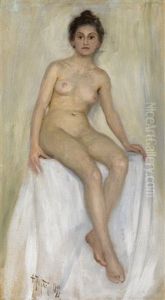 Seated Nude by Fjodor Ivanovitch Rerberg