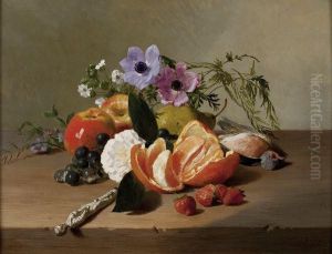 Nature Morte Aux Fleurset Fruits by Francois Bonvin