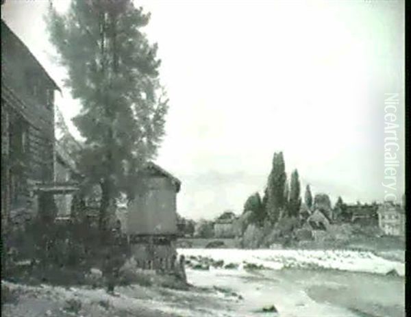 Alte Muhle Und Ortschaft Am Fluss - view 1