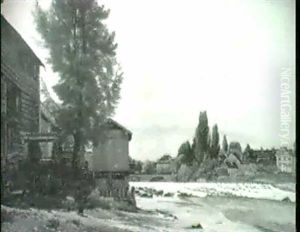 Alte Muhle Und Ortschaft Am Fluss Alte Muhle Und Ortschaft Am Fluss