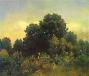 Sonnenblumen Vor Einer Waldlandchaft