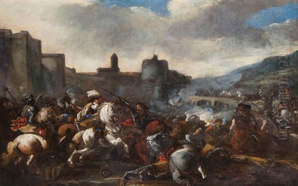 Scene De Cavalerie Pres D'une Ville Fortifiee - view 1