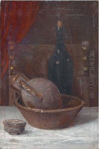 Nature Morte A La Bouteille by Leon Bonvin