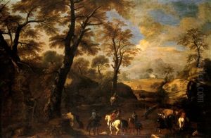 Reiter In Einer Schlucht Vor Tiefer Landschaft