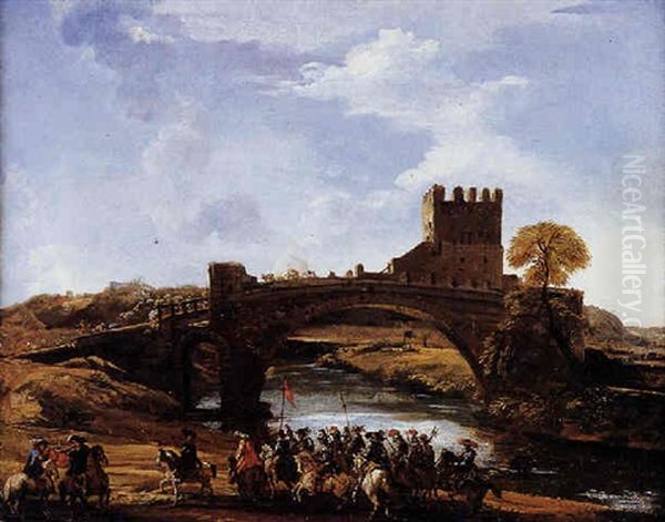 Paesaggio Romano Presso Il Ponte Nomentano Con Soldati - view 1