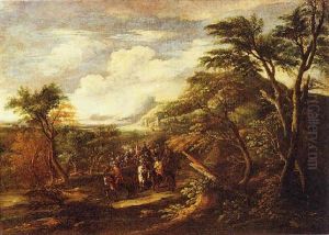 Drappello Di Soldati A Cavallo In Ampio Paesaggio