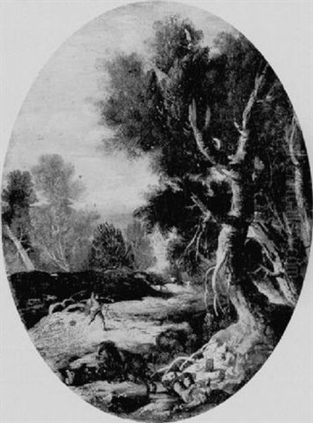A Wooded Landscape With A Horseman Thrown From His Mount - view 1