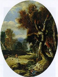 A Wooded Landscape With A Horseman Attacked By Brigands On A Track