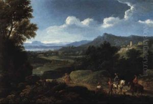 Sudliche Landschaft Mit Reitern by Pandolfo Reschi