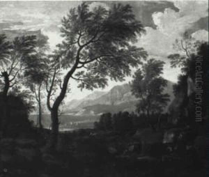 Classical Landscape With Hunters Classical Landscape With Hunters