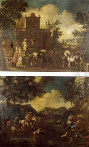 "preparing For The Hunt" & "the Boar Hunt" & "the Stag Hunt" & "after The Hunt" by Pandolfo Reschi