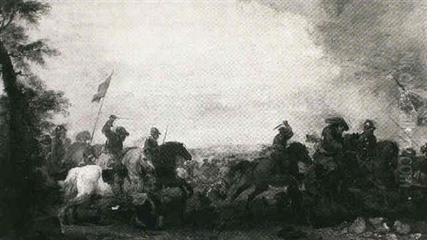A Cavalry Engagement With Riders Galloping Into Battle - view 1