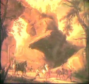 Travellers Being Ambushed Before A Natural Arch Spanning A Country Path by Pandolfo Reschi