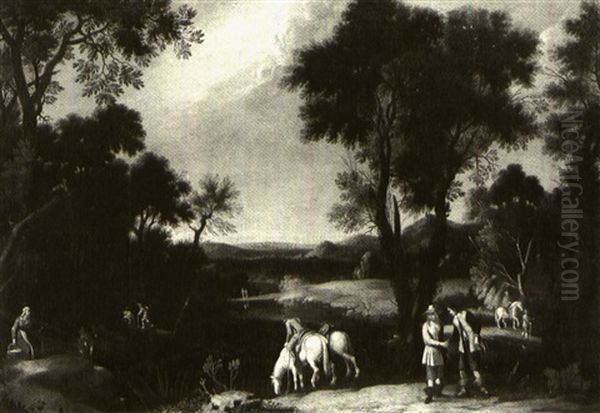 Extensive Landscape With Figures By The Banks Of A River - view 1