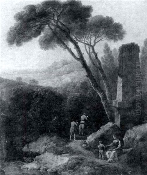 Extensive Landscape With Figures Near A Ruin - view 1