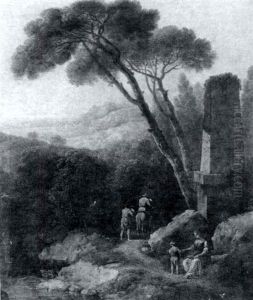 Extensive Landscape With Figures Near A Ruin by Pandolfo Reschi