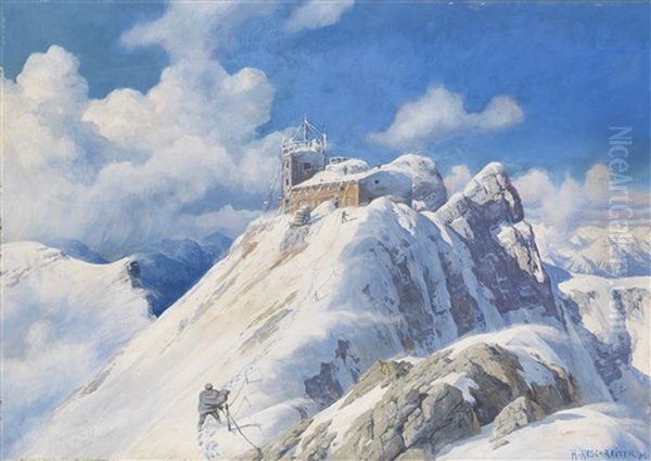 Der Zugspitzgipfel Mit Wetterwarte Und Munchner Haus - view 1